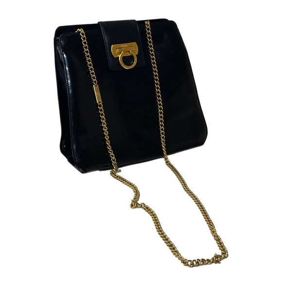Vintage Salvatore Ferragamo Patent Leather Convertible Crossbody Clutch - Picture 1 of 16